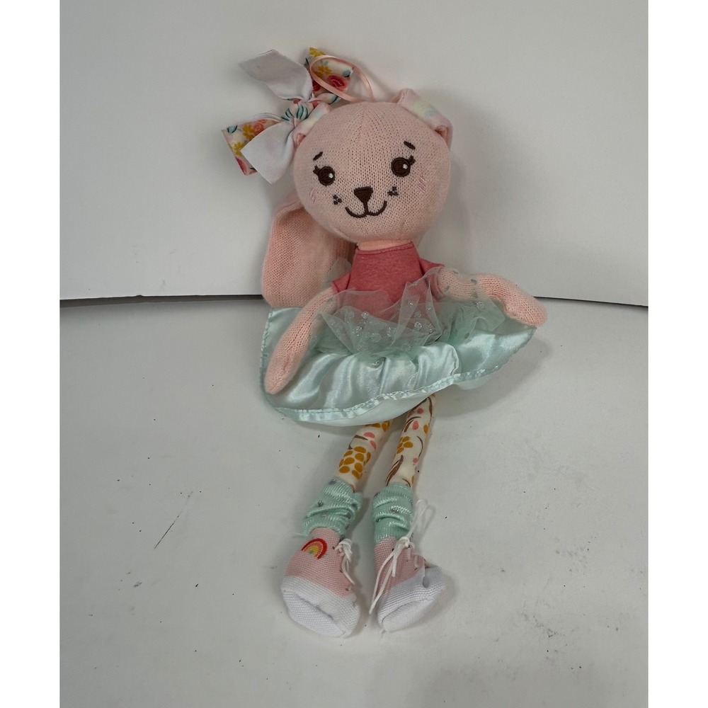 Sunny Days Entertainment Pink Knit Bunny Doll Mint Green Tutu Rainbow Shoes Plus